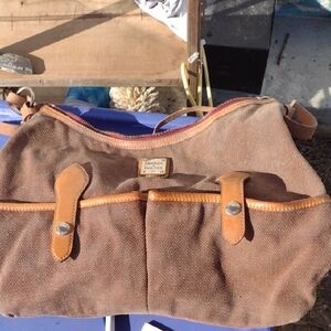 Dooney and Bourke Brown Canvas Bag with Leather Accents